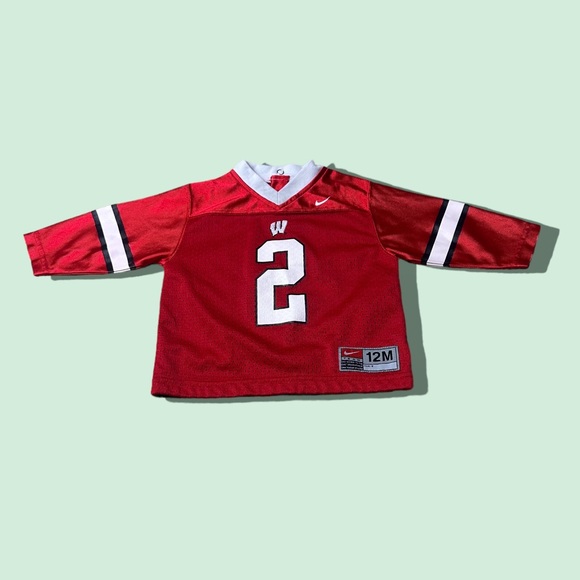 Baby Nike Team Wisconsin Badgers College Red Jersey Top Size 12 Months - Picture 1 of 9